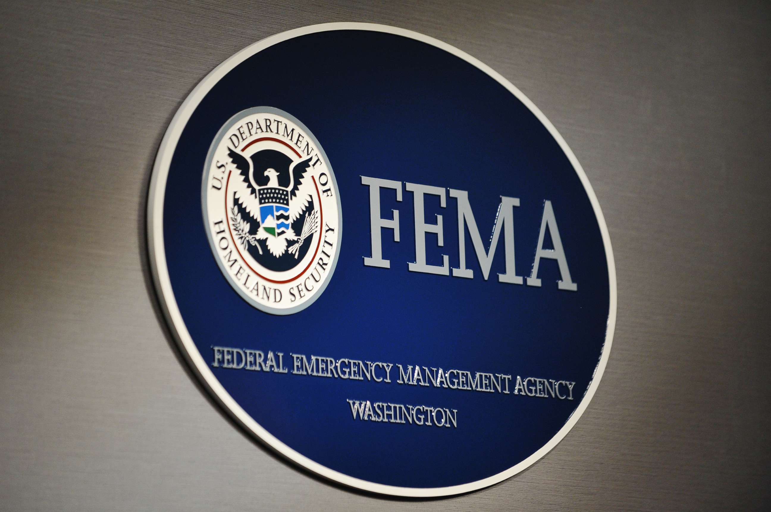 PHOTO: The logo of the Federal Emergency Management Agency (FEMA) is seen at its headquarters, Aug.27, 2011 in Washington, D.C.