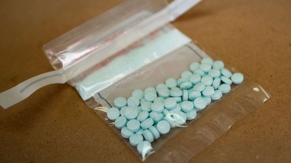 PHOTO: Tablets believed to be laced with fentanyl are displayed at the Drug Enforcement Administration Northeast Regional Laboratory on Oct. 8, 2019 in New York.