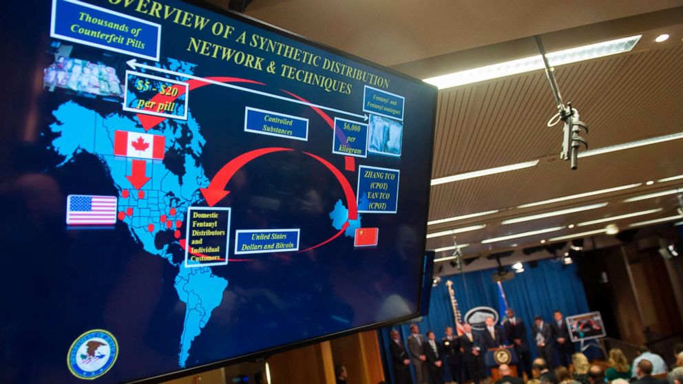 US Deputy Attorney General Rod Rosenstein announces indictments to stop fentanyl and other opiate substances from entering the United States during a press conference at the Department of Justice in Washington, Oct. 17, 2017.