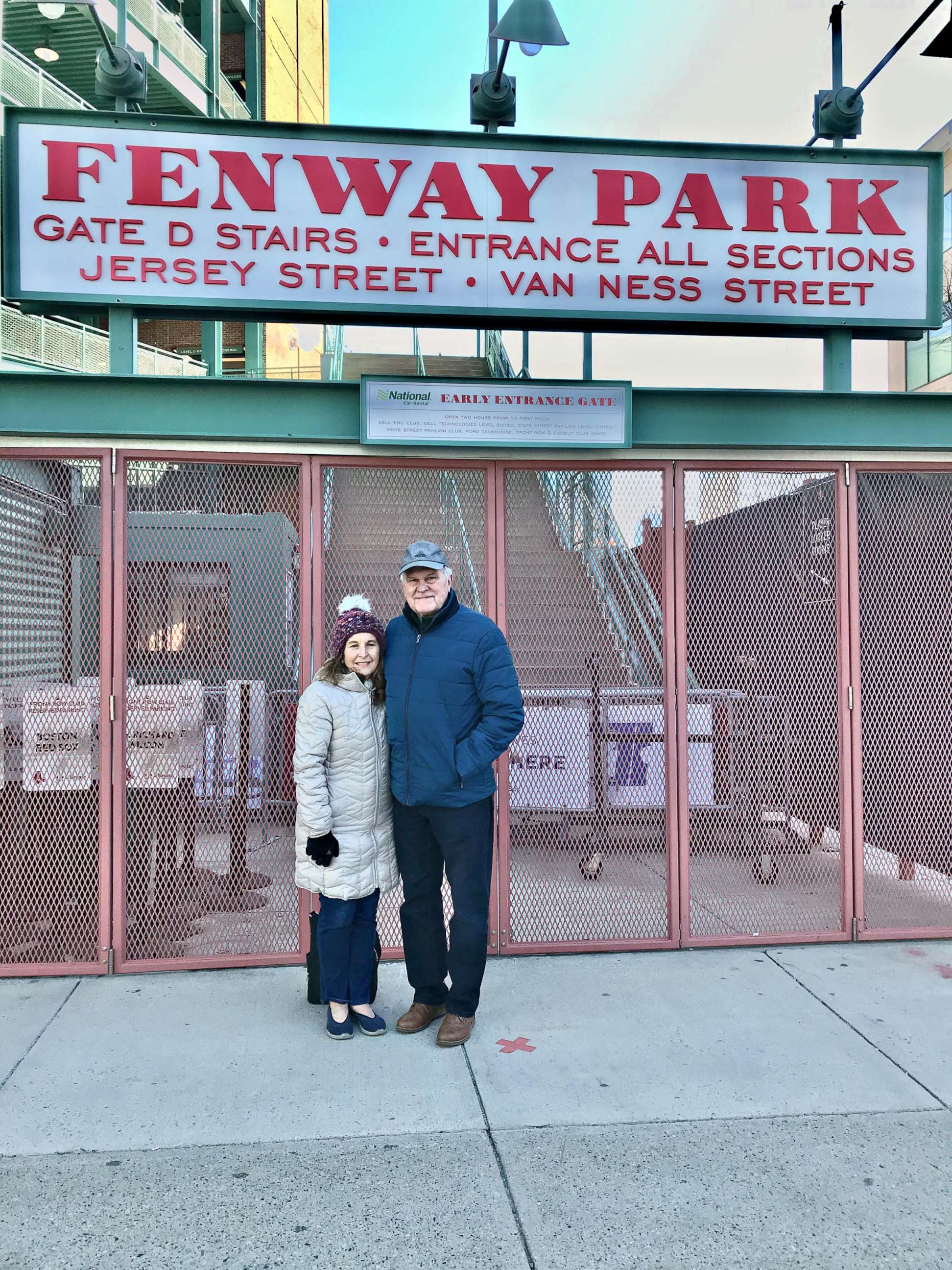 PHOTO: Donna and Thomas Wall after getting their second COVID-19 vaccine dose at Fenway Park, March 8, 2021.