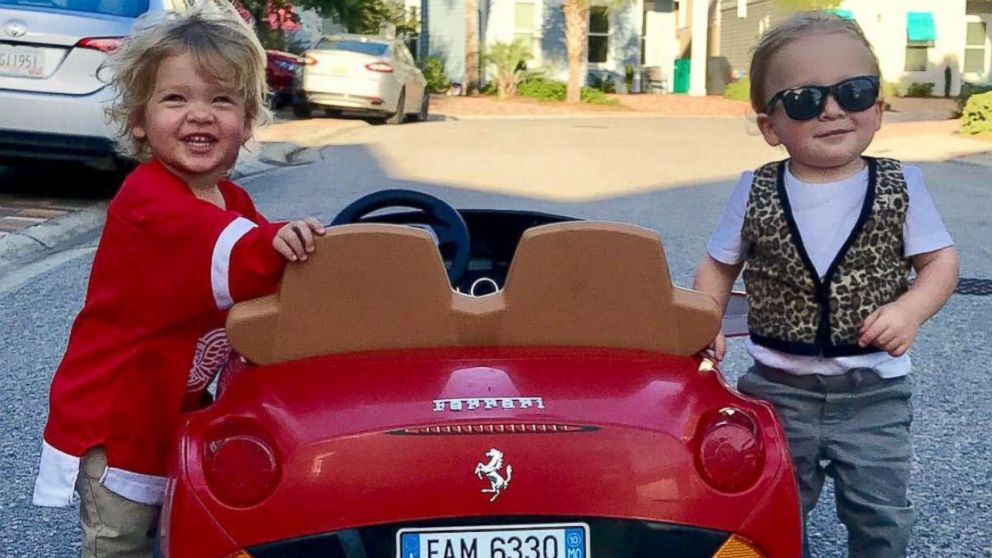 Lauren Willis is dressing her twin boys Charlie and Row Willis as Ferris Bueller and his best friend, Cameron, for Halloween. 