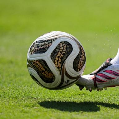 PHOTO: Argentina's Facundo Medina runs with the ball during their FIFA World Cup 2026 final soccer match against Spain in East Rutherford, N.J., July 19, 2026. 