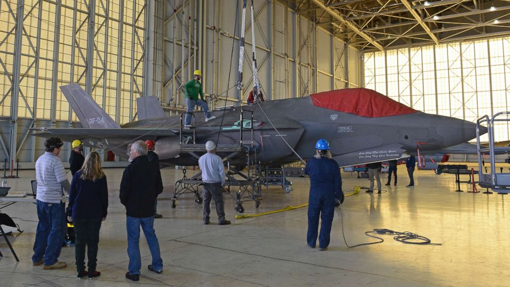 The 461st Flight Test Squadron's F-35 aircraft AF-04 sits in Hangar 1600 as a test team verifies crash and disabled aircraft recovery procedures, Dec. 12, 2018.