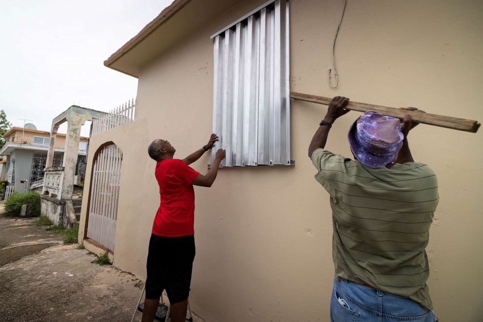 PHOTO: Residents prepare for the arrival of Tropical Storm Fiona, in Loiza, Puerto Rico, Sept. 17, 2022.