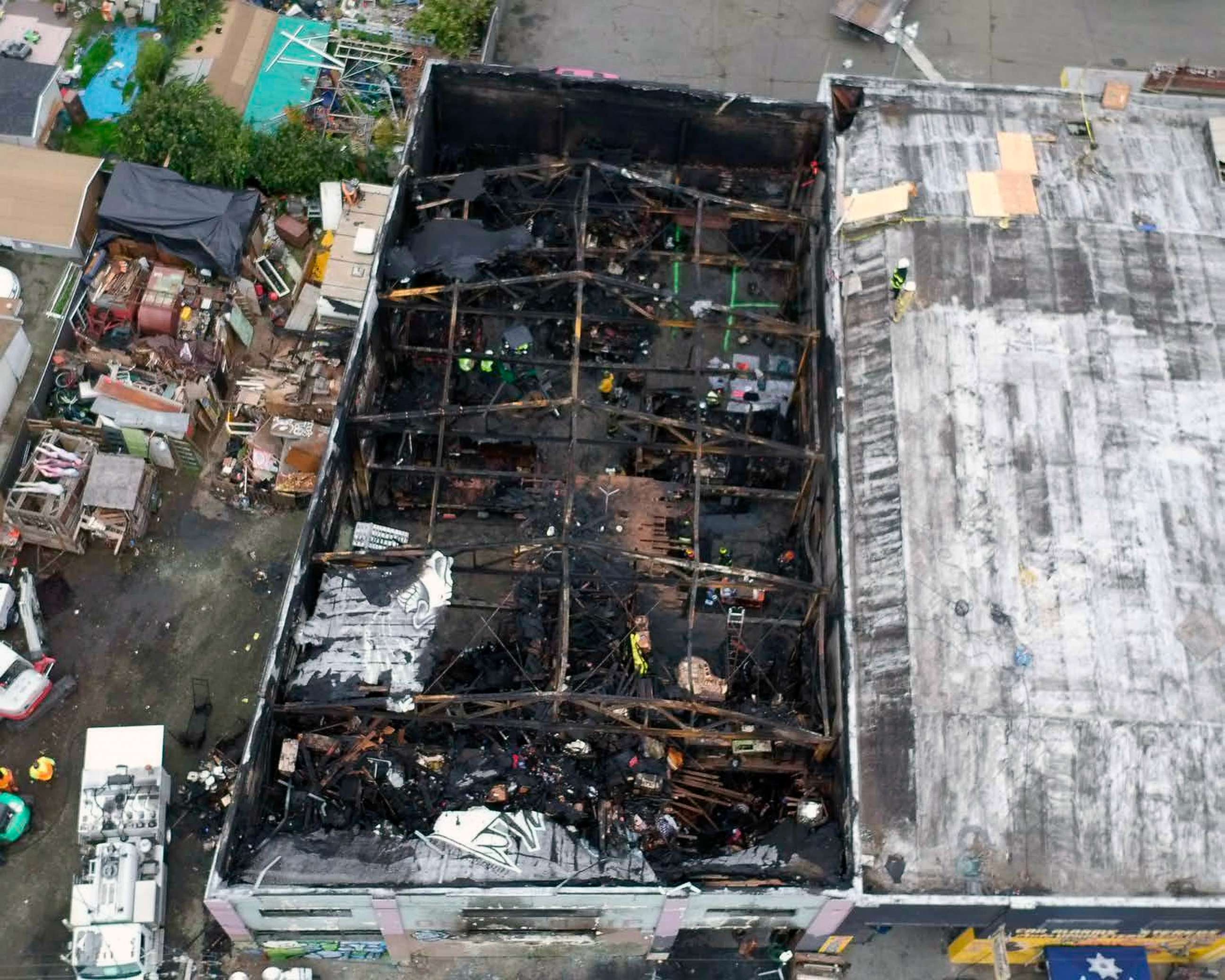 PHOTO: In this Dec. 6, 2016, file photo provided by the City of Oakland shows inside the burned warehouse after the deadly fire that broke out in Oakland, Calif.