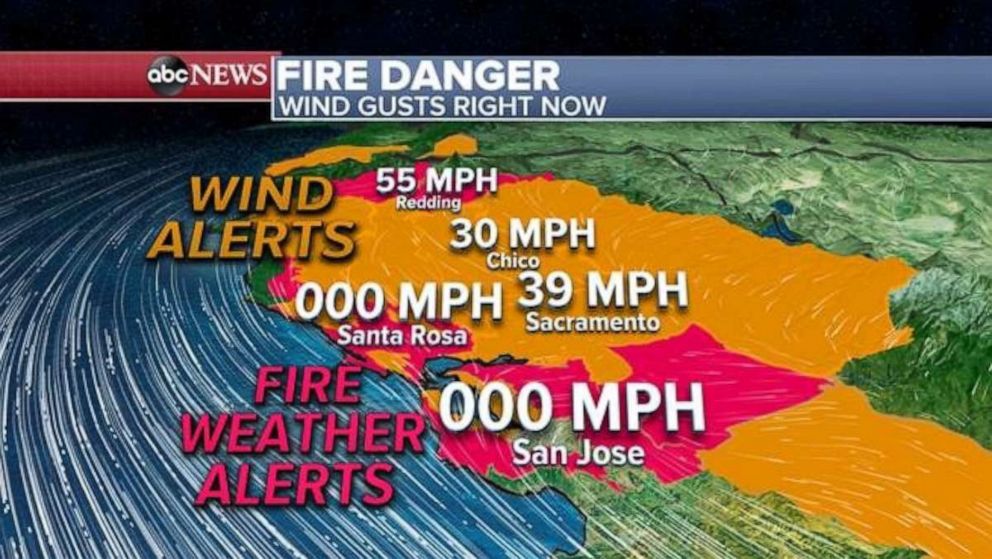 PHOTO: Winds could gust up to 60 mph in parts of Northern California on Sunday and relative humidity could be as low as 8%.
