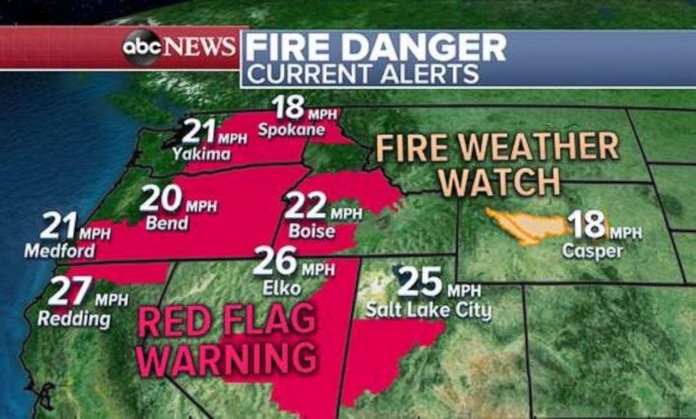 PHOTO: Red flag warnings are in place due to fire danger in the Northwest.