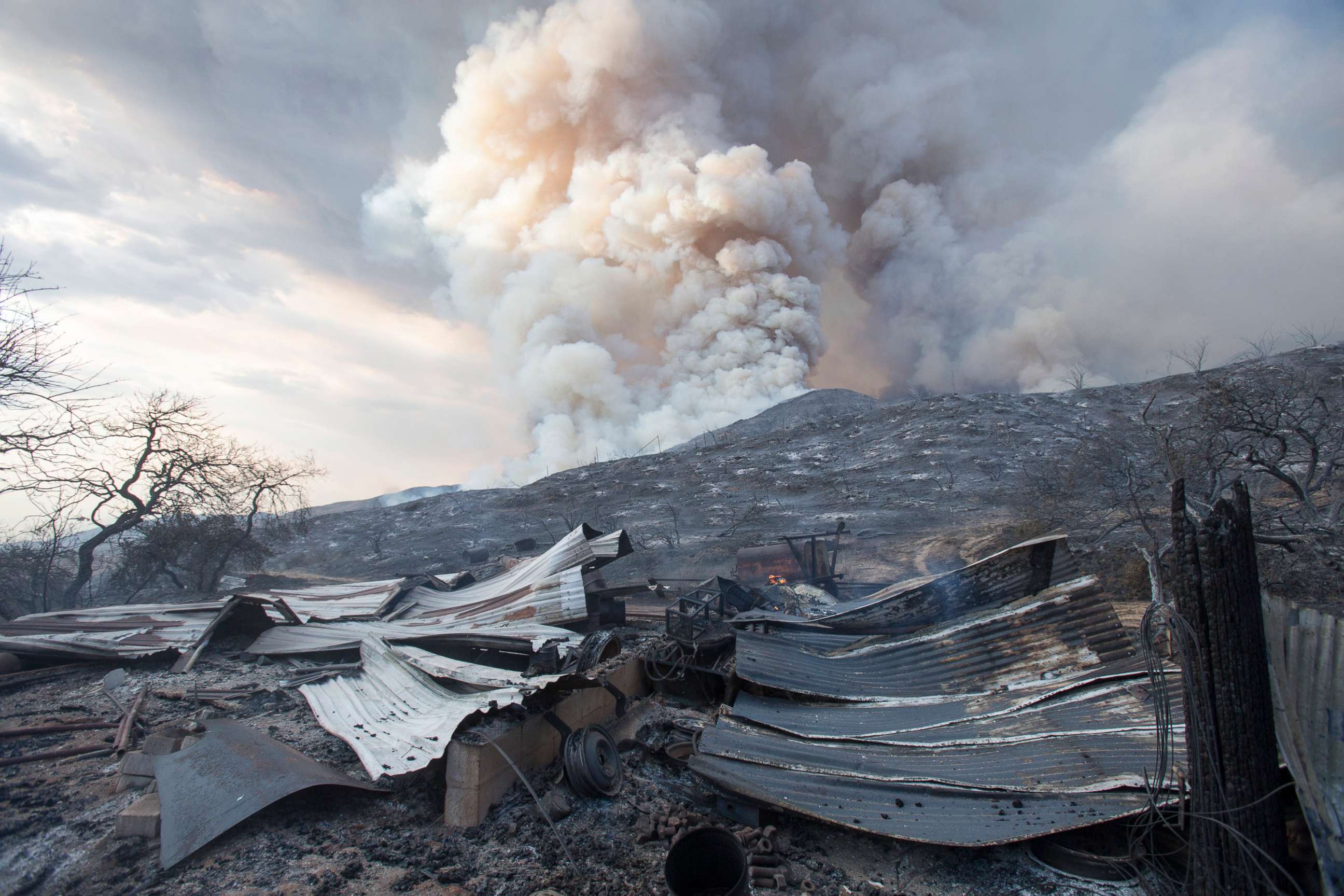 PHOTO: A burned structure lies in ruin during a wildfire in Yucaipa, Calif., Sept. 5, 2020.