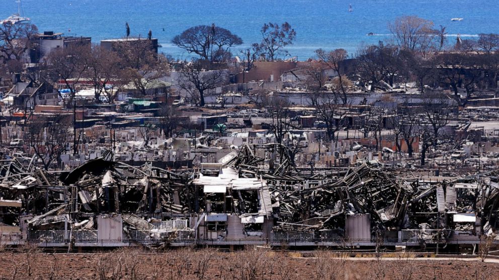 PHOTO: The fire ravaged town of Lahaina on the island of Maui in Hawaii, Aug. 15, 2023.