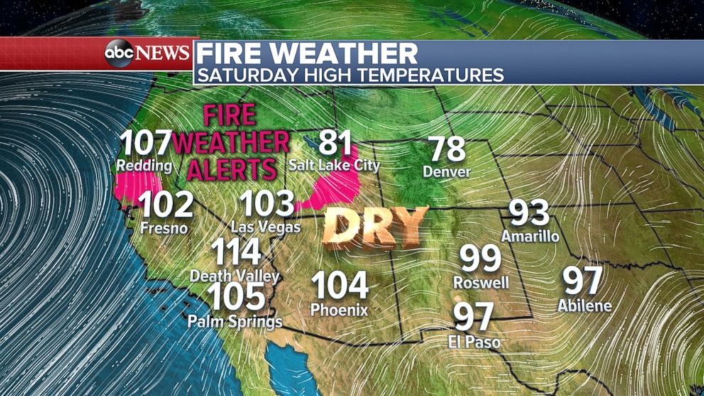 A threat for fire exists in Utah and Northern California on Saturday.