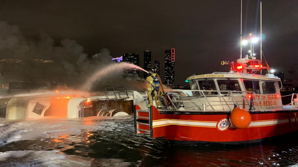 luxury yacht burns in massive blaze
