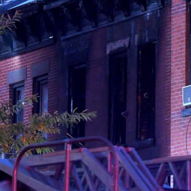 Firefighters responded to a fire at Albany Avenue and Park Place in the Crown Heights neighborhood in Brooklyn on Sunday.