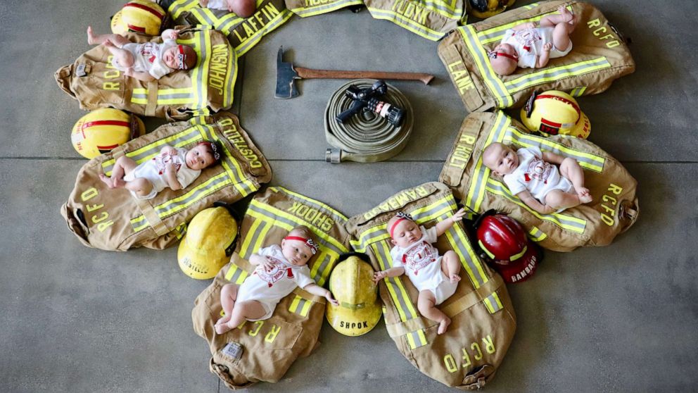 VIDEO: 7 firefighter colleagues welcome babies within months of each other 