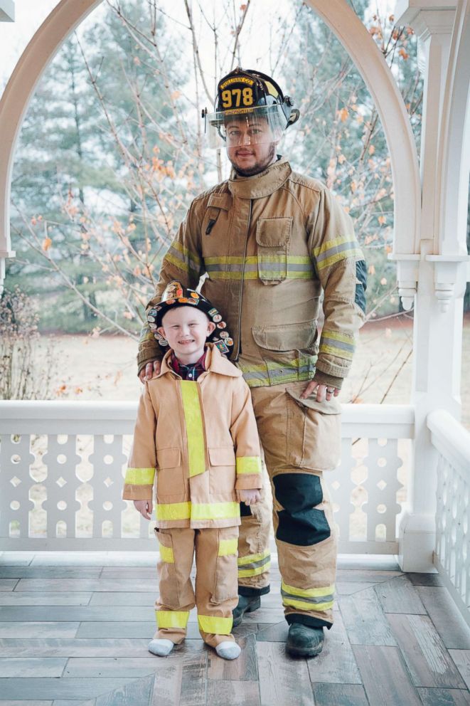 PHOTO: Cooper Brooks, 5, was escorted to his first day of school on a fire truck from the Sullivan County Volunteer Fire Department where his father was a fireman.