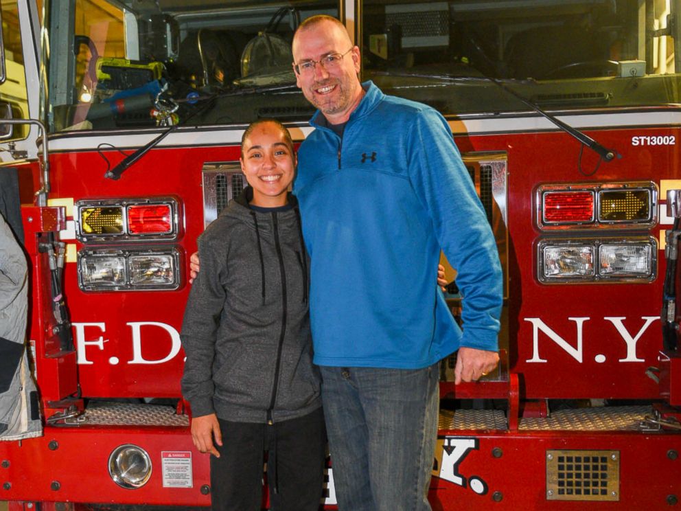 PHOTO: Anissa Cruz, 21, reunited with retired firefighter Stephen McNally in New York this month. McNally saved Cruz and her mother from an apartment fire in 2002.