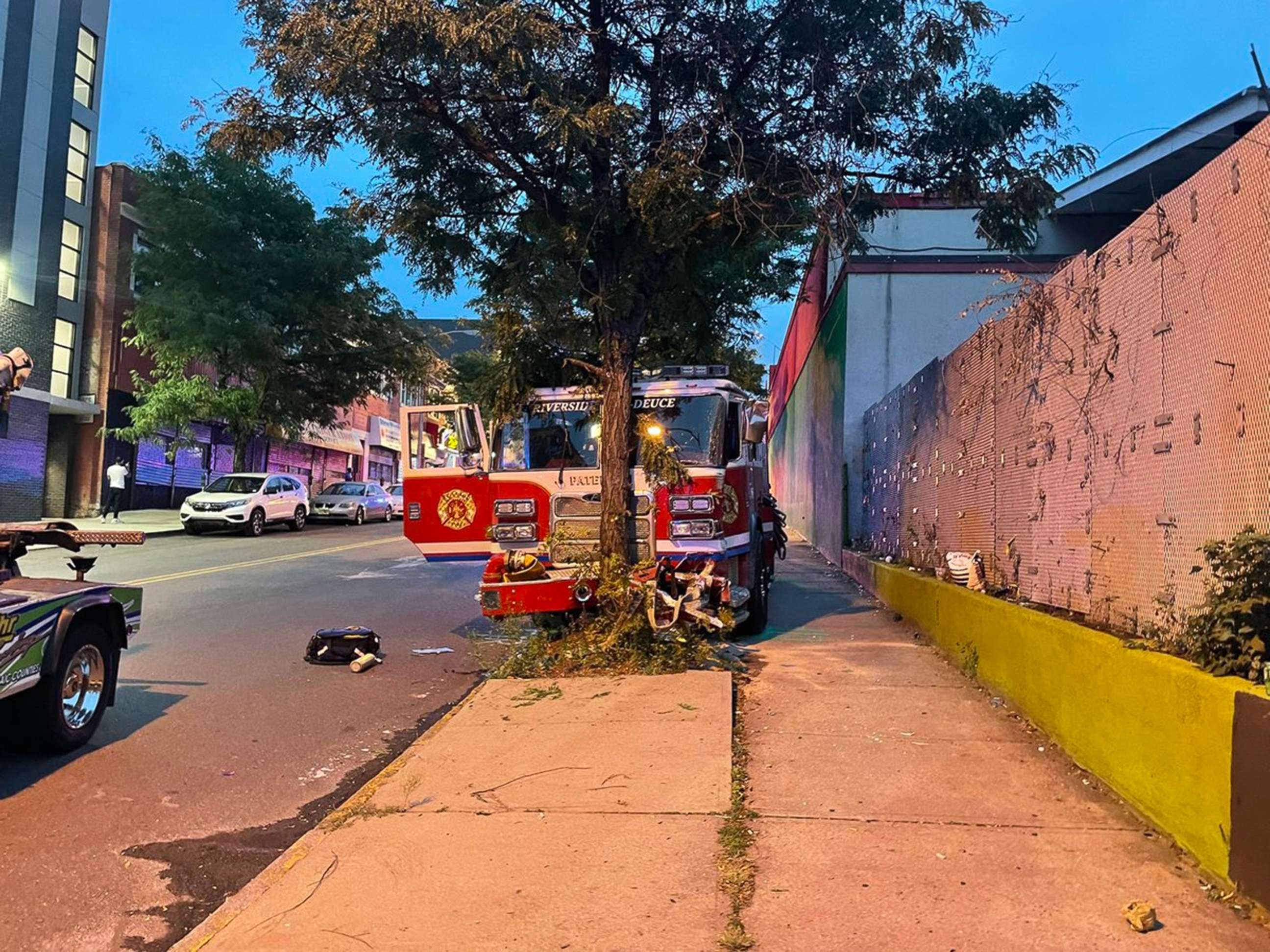 PHOTO: Two fire trucks collided while heading to a fire in Paterson, N.J., Sept. 10, 2022.