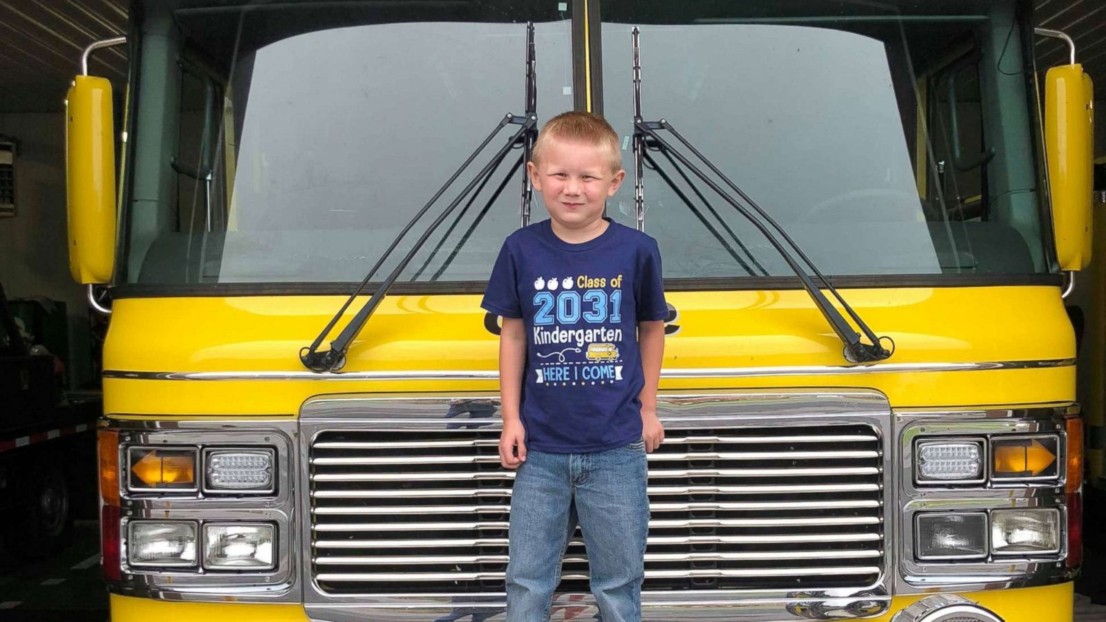 PHOTO: Cooper Brooks, 5, was escorted to his first day of school on a fire truck from the Sullivan County Volunteer Fire Department where his father was a fireman.