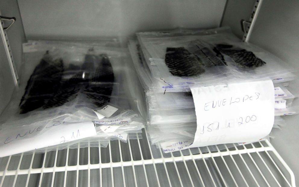 PHOTO: Packs of sterilized tilapia fish skin are displayed at Medicine Development Centre at the Federal University of Ceara in the northeastern coastal city of Fortaleza, Brazil, April 18, 2017. 