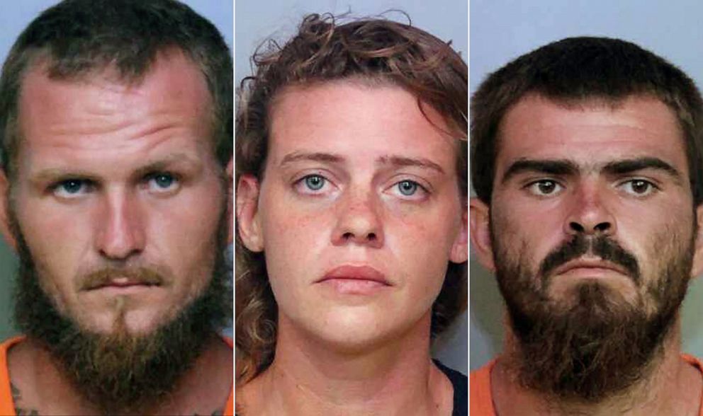 PHOTO: From left, Tony "TJ" Wiggins, 26, his girlfriend, Mary Whittemore, 27, and Tony's brother, William "Robert" Wiggins, 21, have been arrested as a suspects in the triple homicide that occurred in Frostproof, Fla., July 17, 2020.