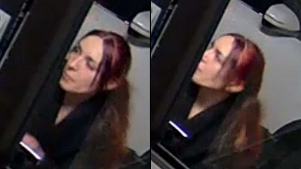 PHOTO: New York City police are searching for the woman seen on video setting fire to a gay pride flag in front of a Manhattan restaurant.