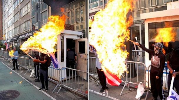 1 arrested, 2 at large after burning flags outside Israeli consulate - Vimarsana News