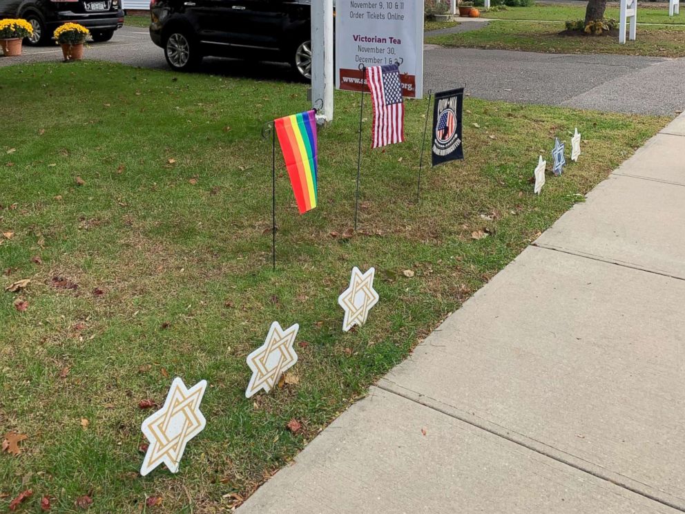 PHOTO: One of six LGBT rainbow flags stolen from the lawn of the Sayville Congregation United Church of Christ on Long Island, New York, since July 29, 2018.