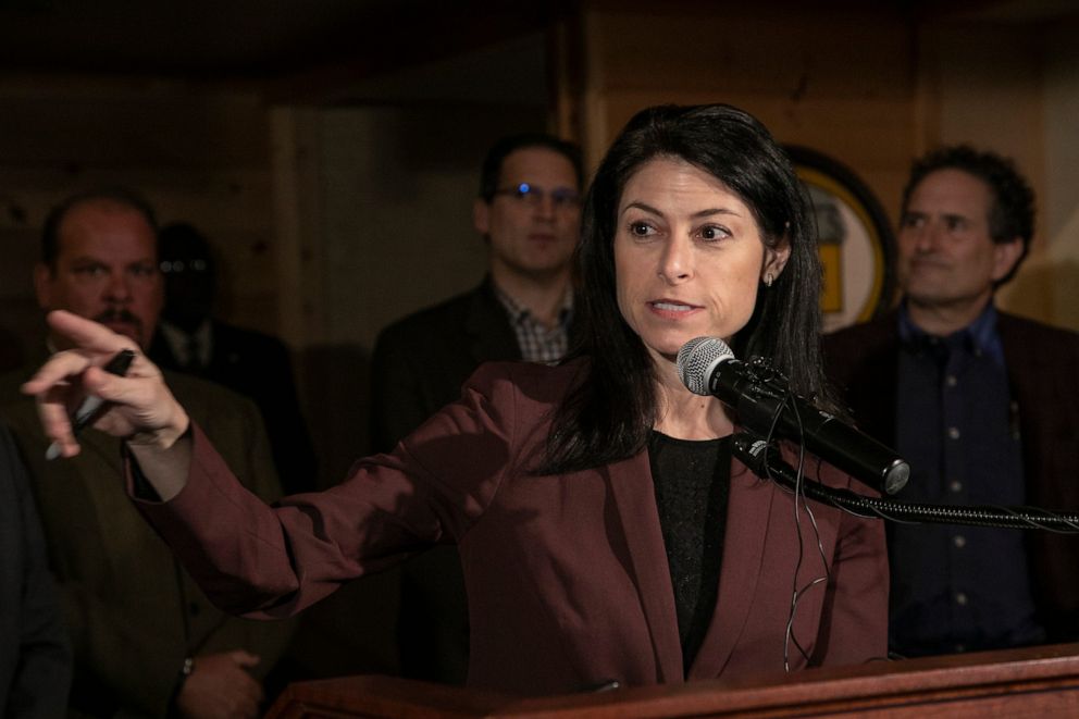 PHOTO: Michigan Attorney General Dana Nessel holds a press conference in Ferndale, Mich., March, 16, 2020.