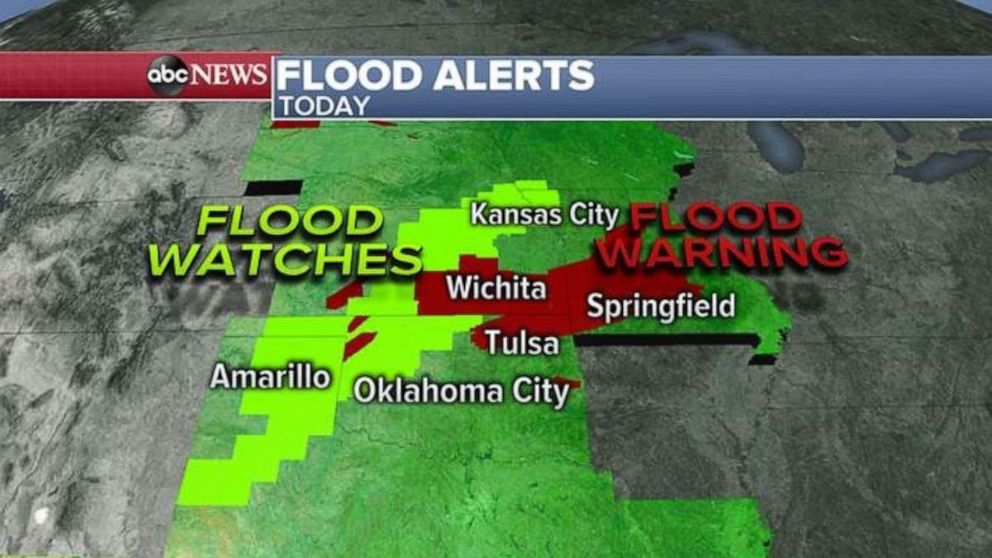 PHOTO: There are flood watches and warnings in the Texas Panhandle, Oklahoma, Kansas and southern Missouri on Friday.