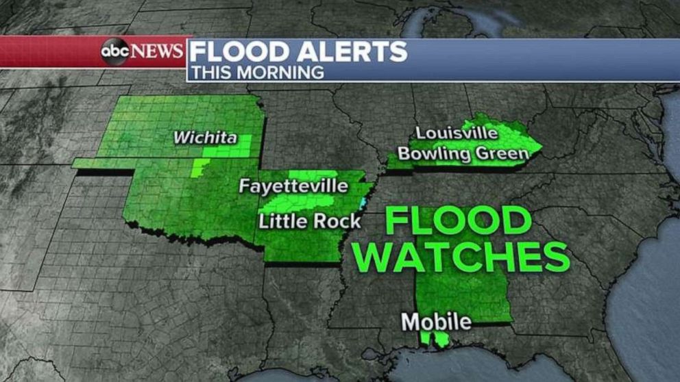 PHOTO: Flooding is possible in parts of Kansas, Oklahoma, Arkansas and Kentucky on Friday.