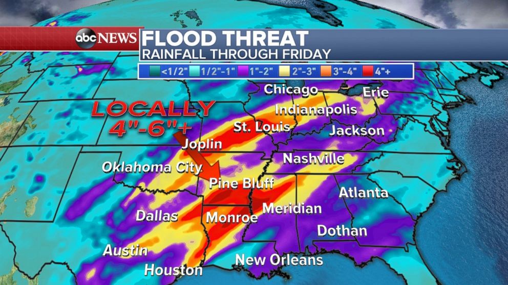 Flooding is possible across much of the South through the end of the week.