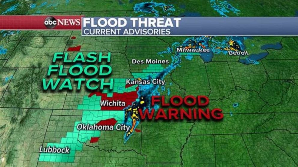 PHOTO: A flash flood watch and flood warning are in effect in the Southern Plains on Saturday.