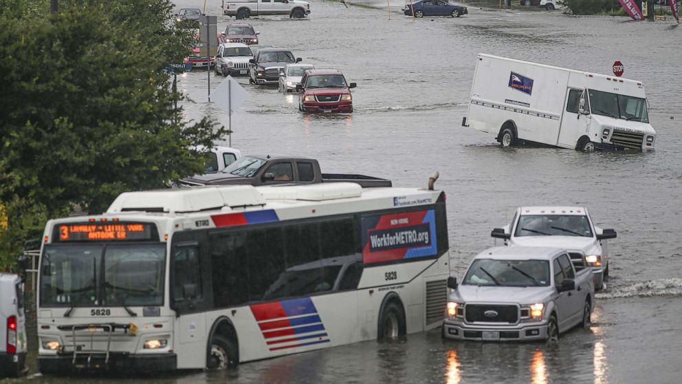 PHOTO: Cars are flooded, Sept. 19, 2019, in Houston, Texas.