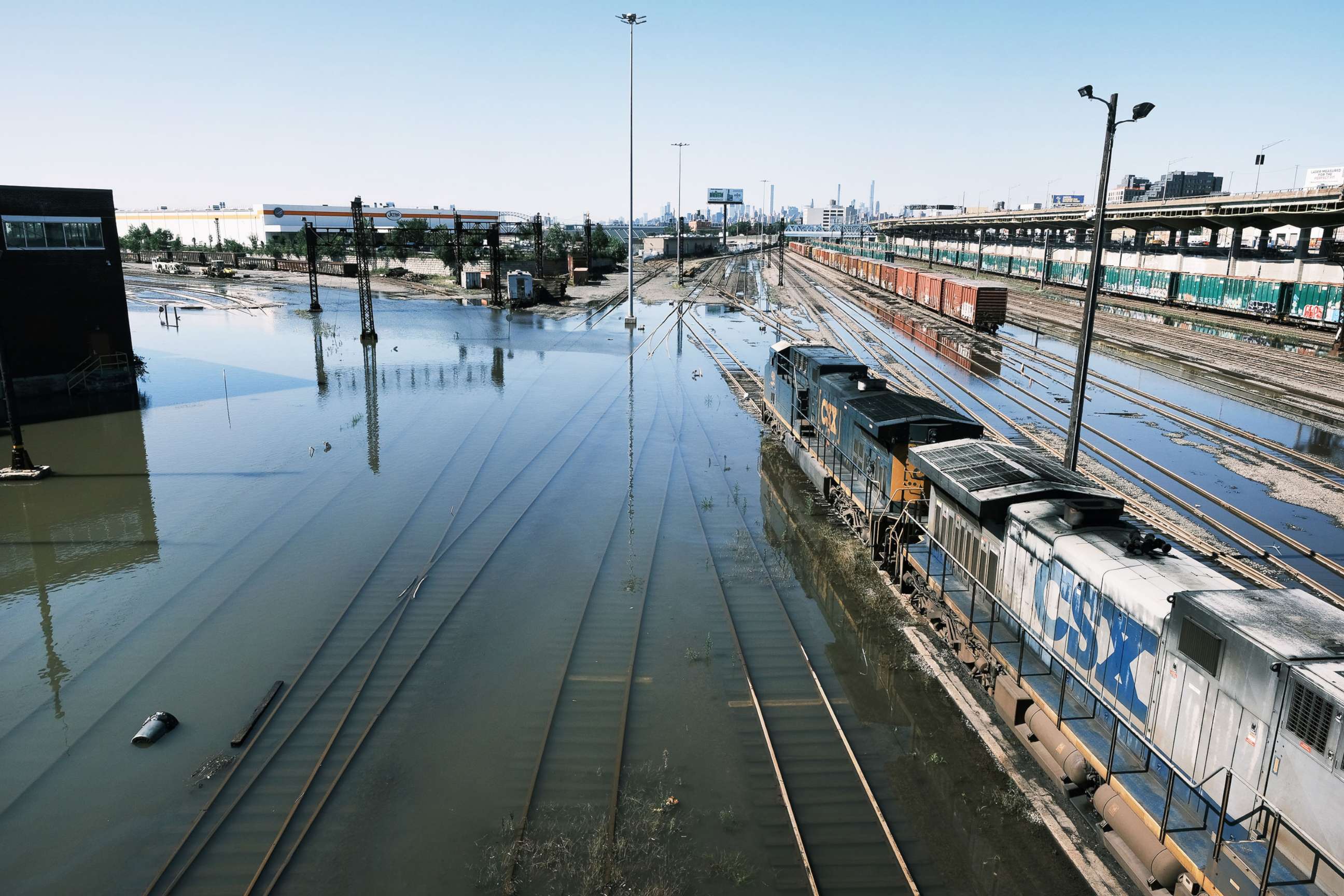 PHOTO: Train tracks are flooded in the Bronx following a night of heavy wind and rain from the remnants of Hurricane Ida, Sept. 2, 2021, in New York City.