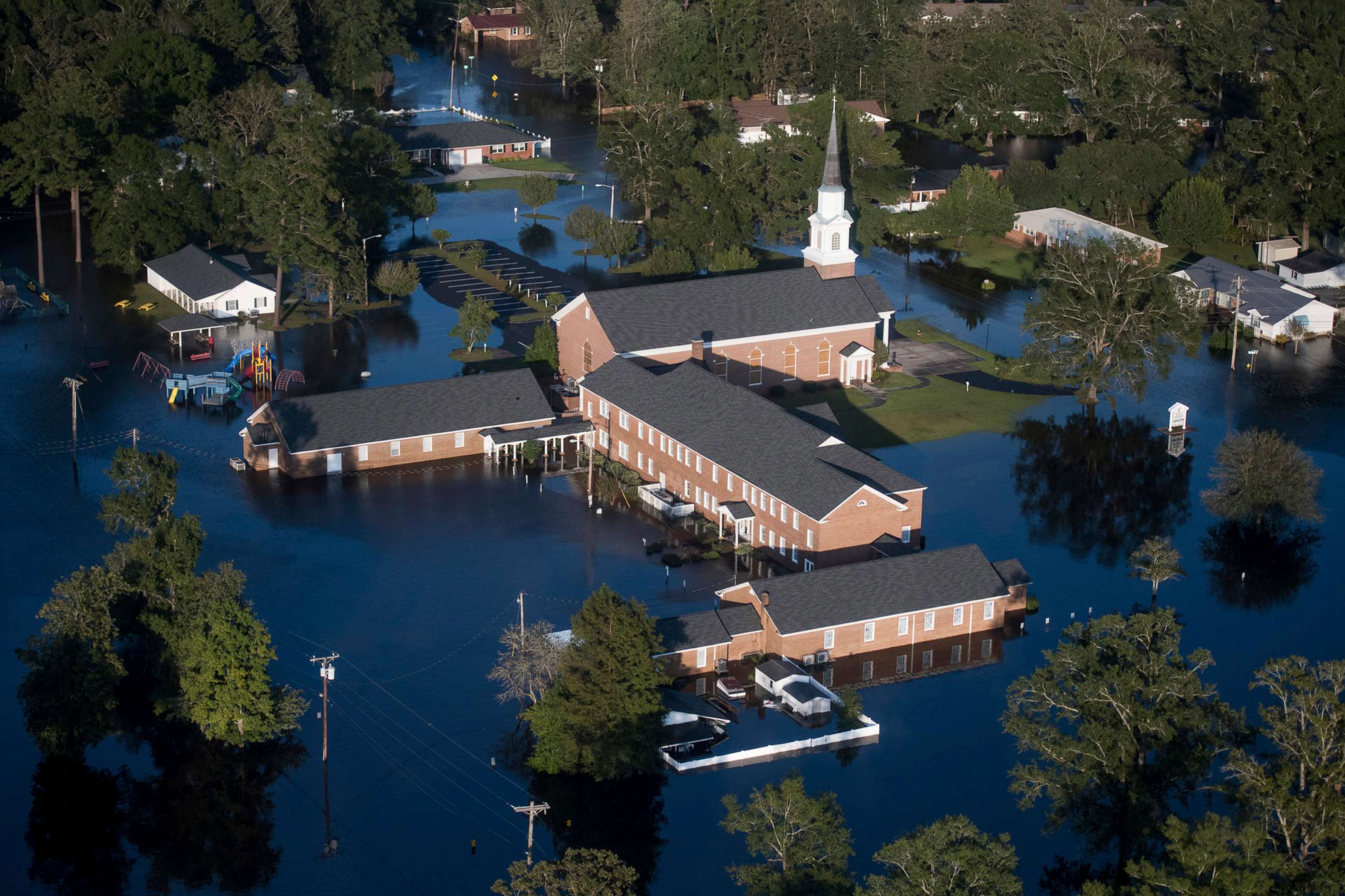 PHOTO: Floodwaters inundate a church in Conway, S.C., after Hurricane Florence struck the Carolinas, Sept. 17, 2018.