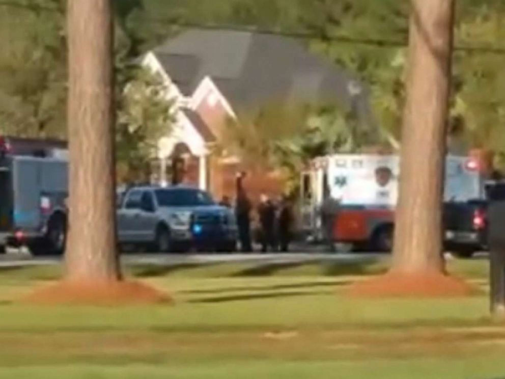 PHOTO: Police are seen outside a residence where a reported shooting took place in Florence County, S.C., Oct. 3, 2018.