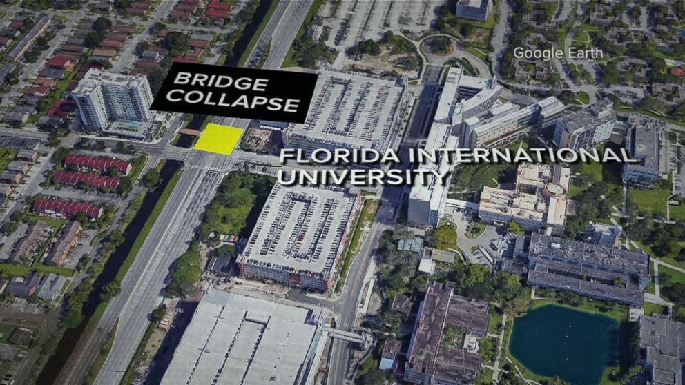 PHOTO: A pedestrian bridge on the campus of Florida International University in Miami collapsed on March 15, 2018.