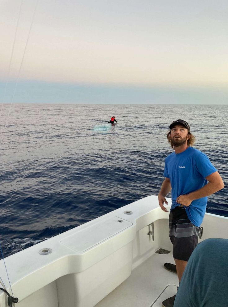 PHOTO: A man described as a Jamaican National was rescued off the Florida coast of a Jamaican national, who spent 36 hours adrift in the Atlantic clinging to the tip of a capsized boat 23 miles off the coast of Fort Pierce, Fla., Feb. 12, 2021. 