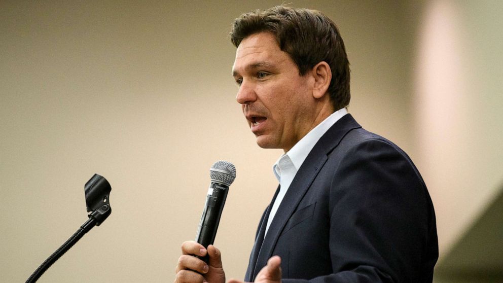 PHOTO: FILE - Florida Gov. Ron DeSantis speaks during an Iowa GOP reception, May 13, 2023 in Cedar Rapids, Iowa.