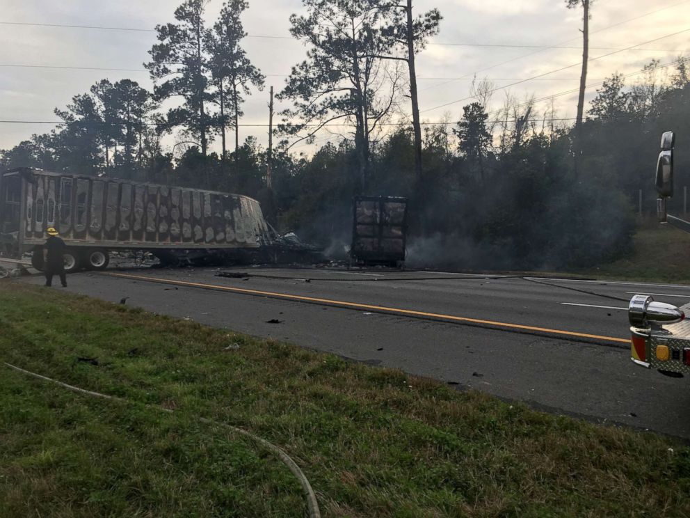 PHOTO: The police are still investigating a fiery crash where multiple people died and others were critically injured, Jan. 3, 2019, on I-75 near Gainesville, Florida.