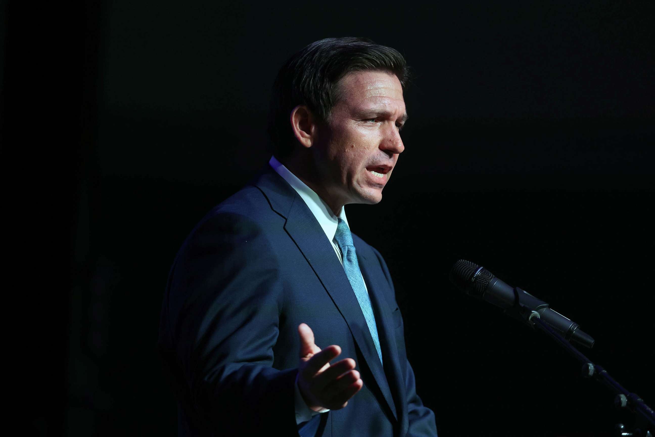 PHOTO: FILE - Florida Governor Ron DeSantis speaks during an event, May 06, 2023 in Rothschild, Wisconsin.