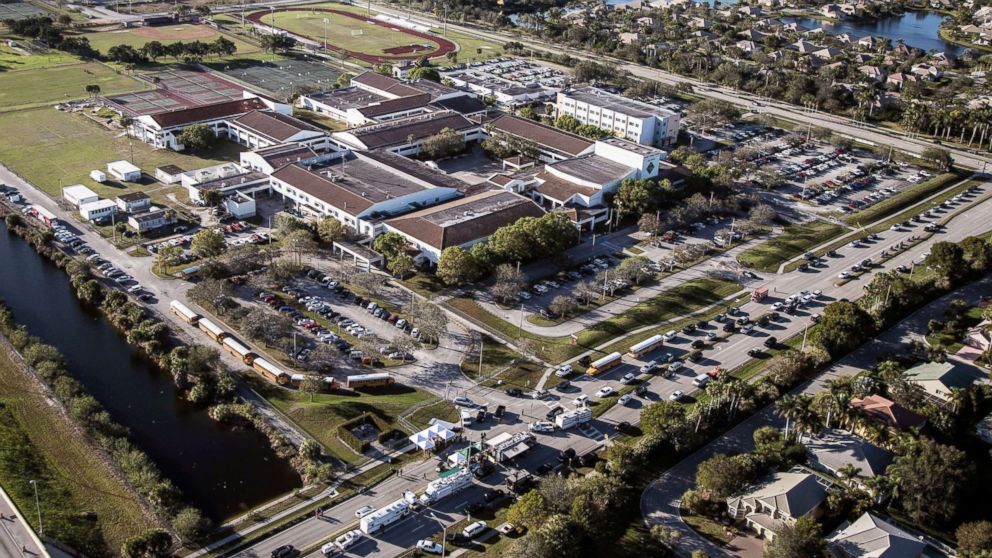 PHOTO: Marjory Stoneman Douglas High School is pictured in an aerial view in Parkland, Florida, Feb. 15, 2018. 