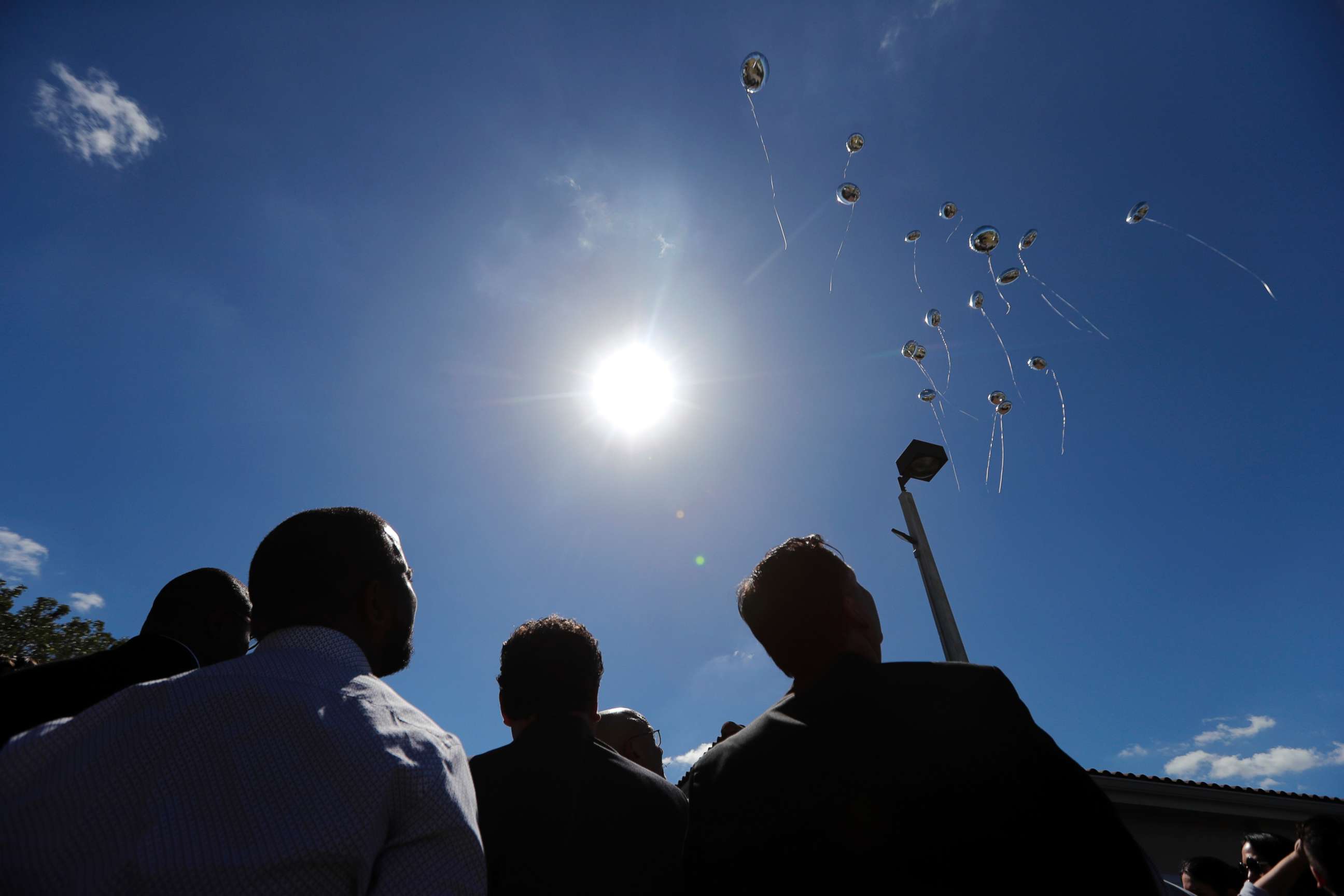 PHOTO: Seventeen balloons are released during a vigil at the Parkland Baptist Church, for the victims of the Wednesday shooting at Marjory Stoneman Douglas High School, in Parkland, Fla., Feb. 15, 2018.  