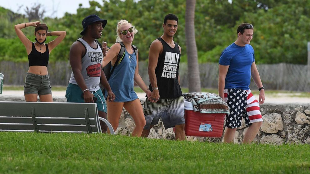 PHOTO: People are seen walking on Ocean Drive in Miami Beach, Fla., on July 15, 2020.