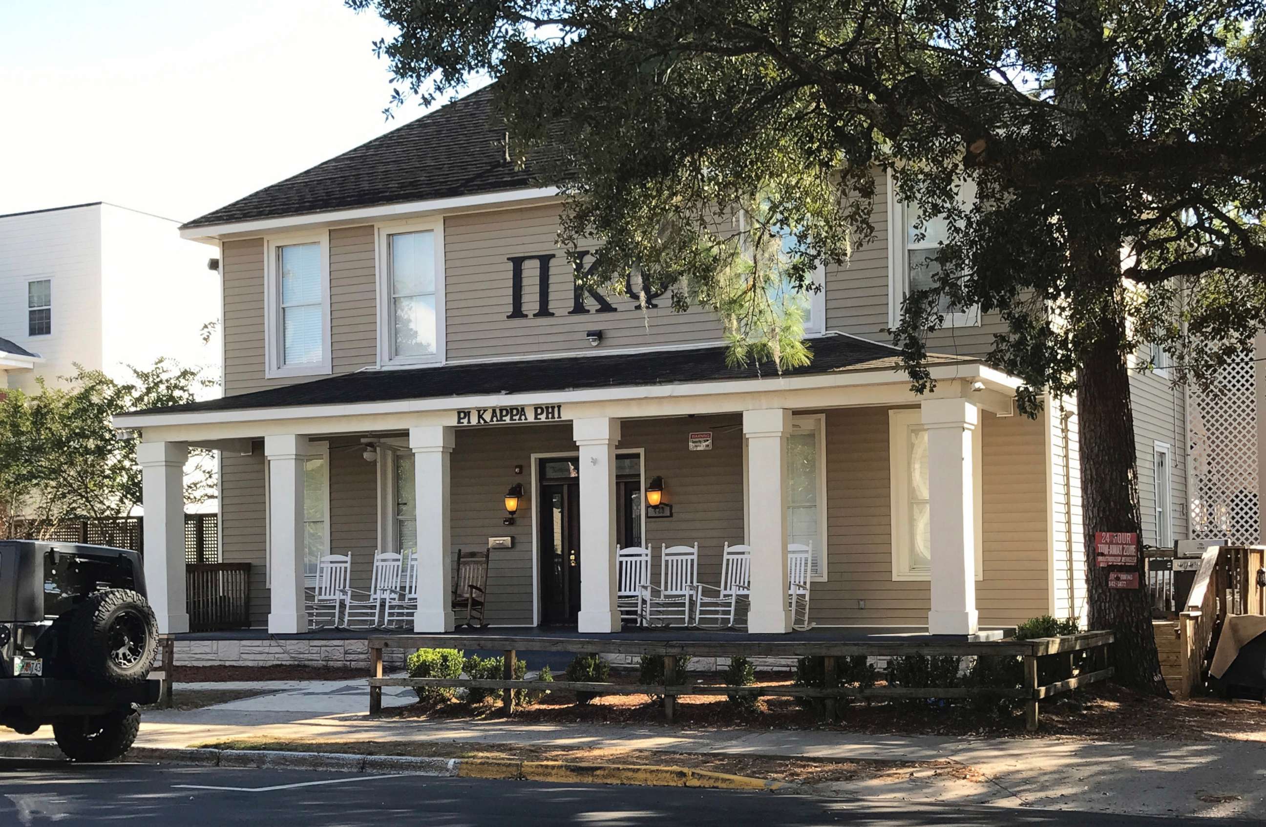 PHOTO: The Pi Kappa Phi fraternity house is seen near Florida State University in Tallahassee, Fla., Nov. 7, 2017.