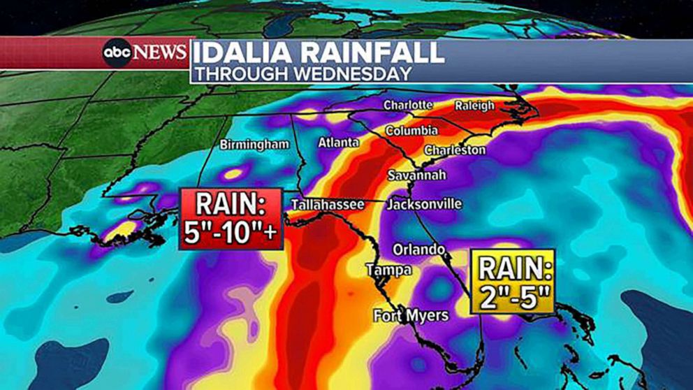 PHOTO: Idalia's rain forecast.