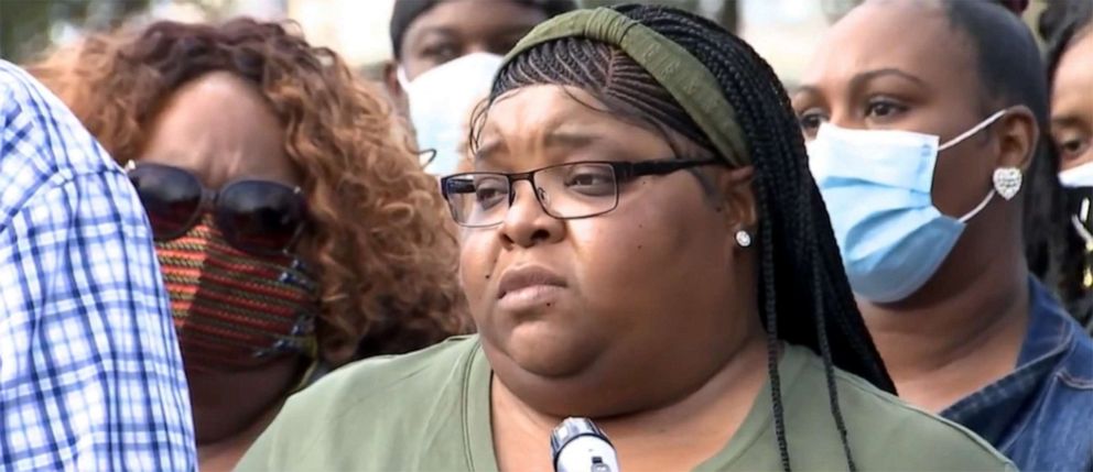 PHOTO: Jamesha Bracey, mother of Taylor Bracey, during a press briefing, Jan. 30, 2021.