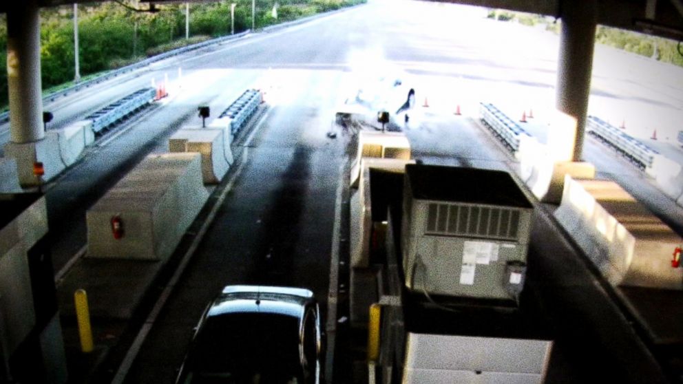 PHOTO: The moment a driver careened into a Florida tollbooth. Officials later revealed he was falling asleep at the wheel.