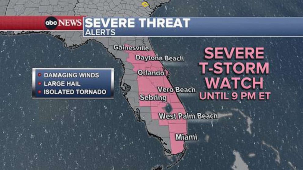 Severe weather, including hail, threatens Texas and Florida