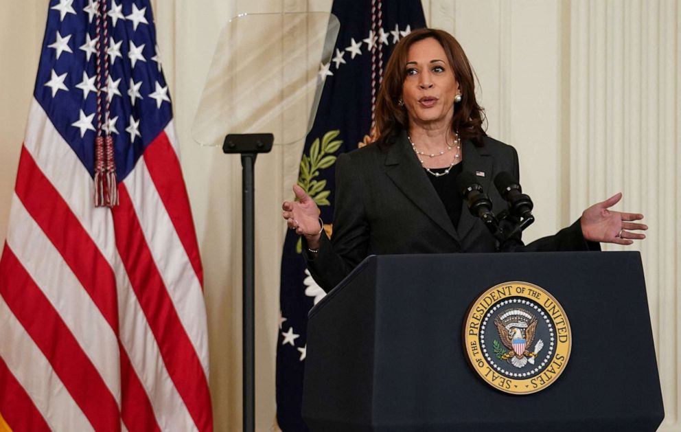  Vice President Kamala Harris speaks ahead of President Joe Biden's signing of an executive order to reform federal and local policing on the second anniversary of the death of George Floyd, during an event at the White House, May 25, 2022. 