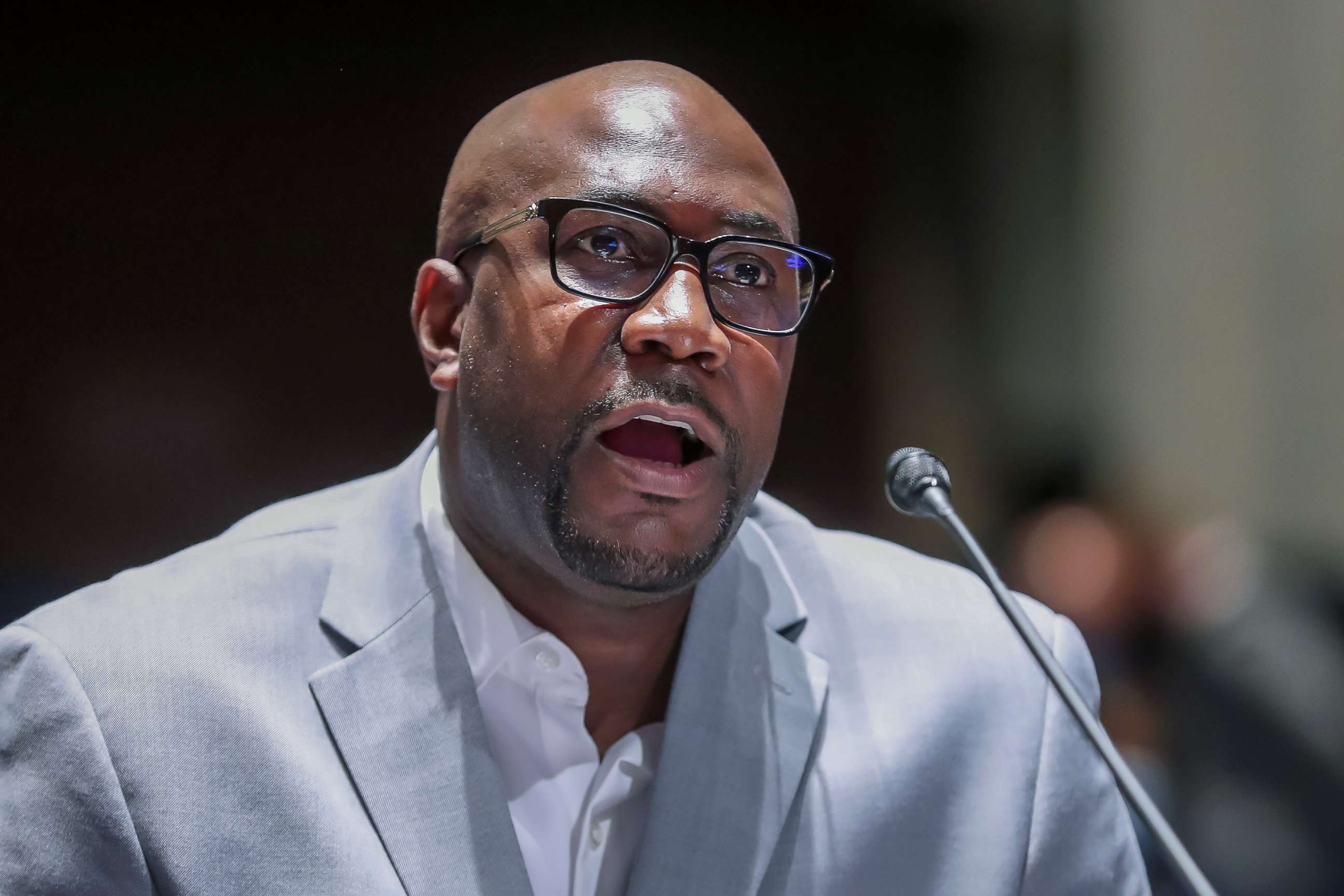 PHOTO: Philonise Floyd, brother of George Floyd, gives his opening statement during the House Judiciary Committee hearing on Policing Practices and Law Enforcement Accountability at the U.S. Capitol, June 10, 2020, in Washington, D.C.